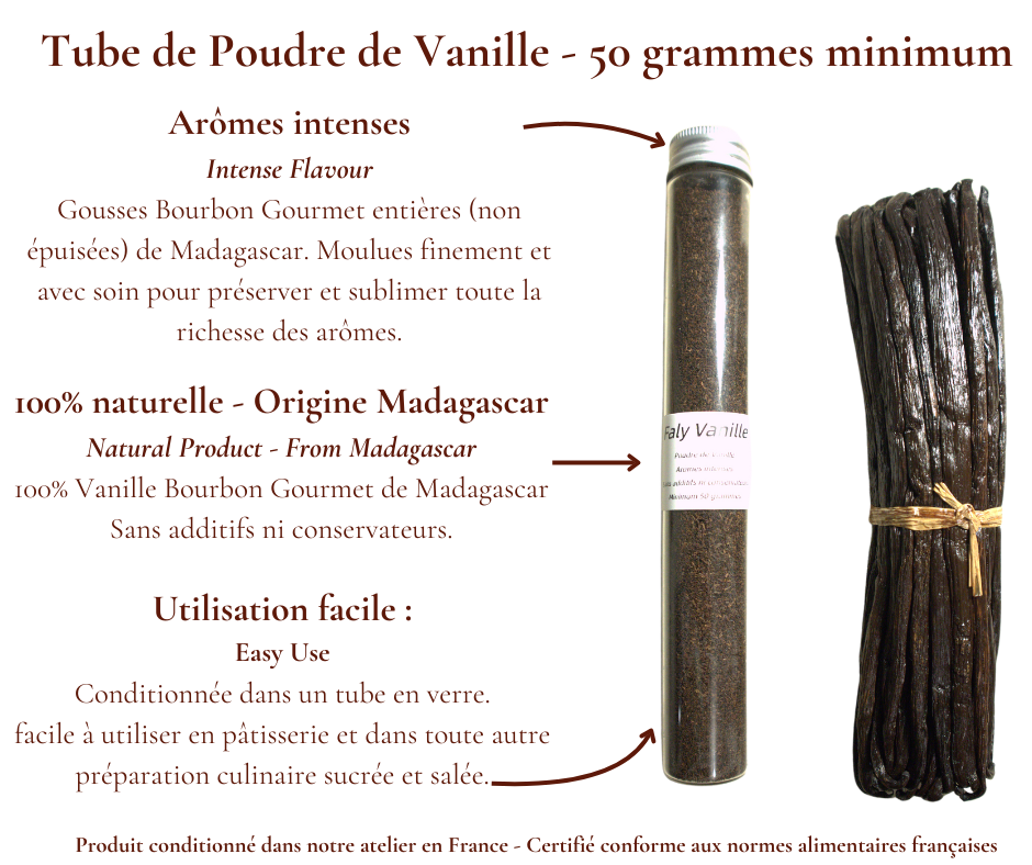 🌿 Poudre Vanillée de qualité supérieure - (50 grammes) - Sans additifs ni conservateurs