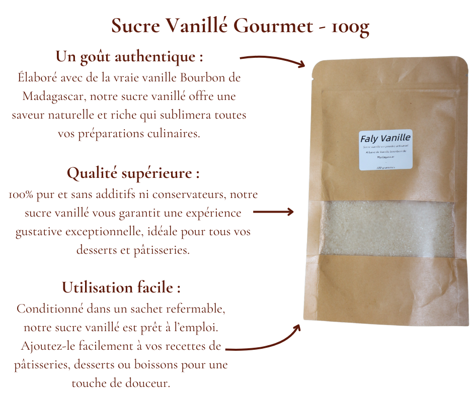 🌿Sucre de Vanille Bourbon Gourmet (Sucre vanillé) - 100 grammes  [Disponibilité prévue entre le 15 et le 28 novembre]